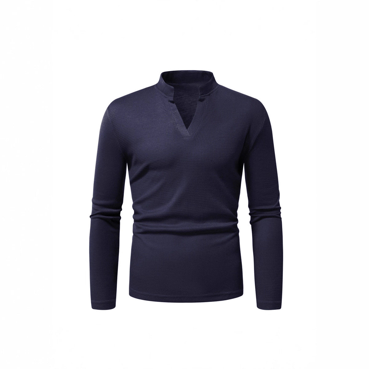 Herren Langarmshirt Stehkragen Modern Strukturiert