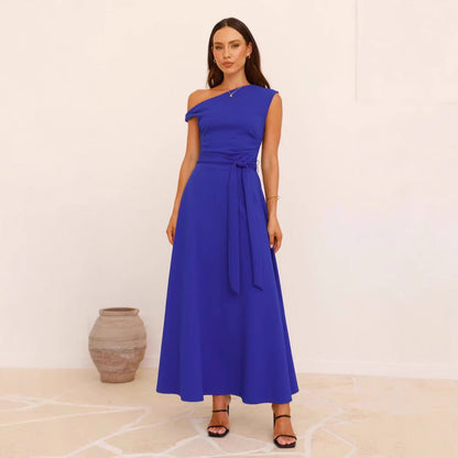 Damen Maxikleid Asymmetrisch Elegantes Abendkleid Lang
