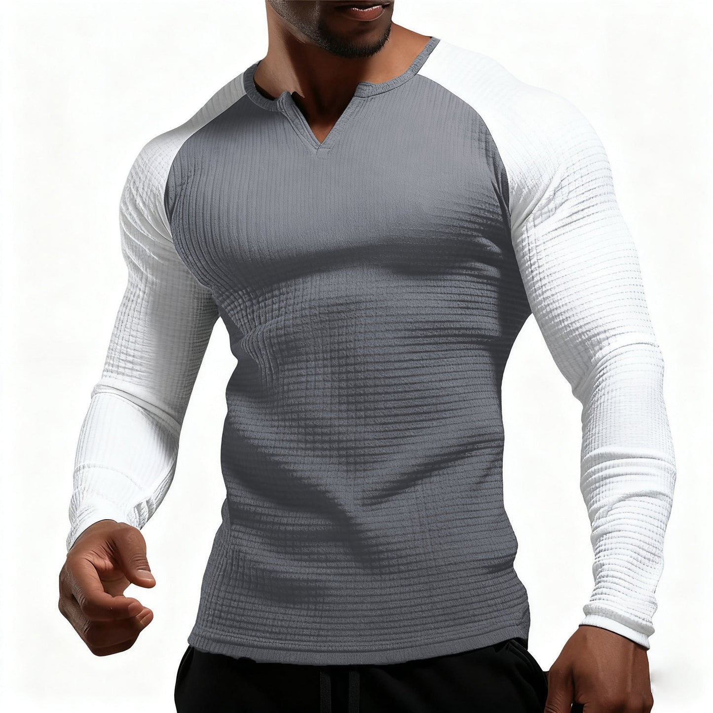Herren Langarmshirt Strukturdesign Modern Glamour