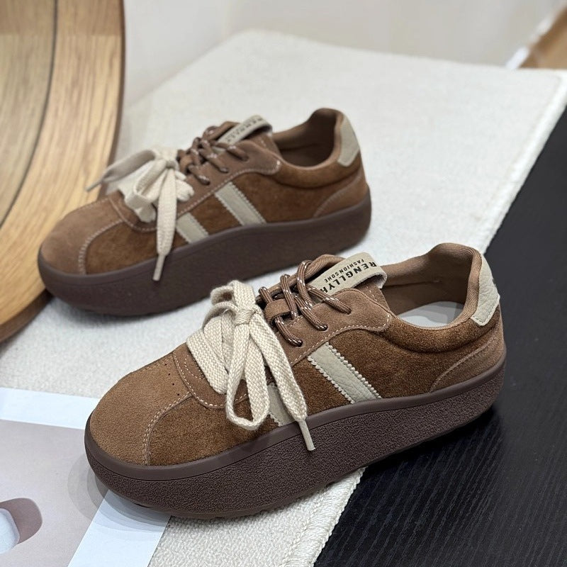 Damen Sneaker Weich Wildleder Dicke Sohle - BerlinGlamour