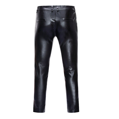 Herren Slimfit Hose Hochglanz Schwarz Elegant