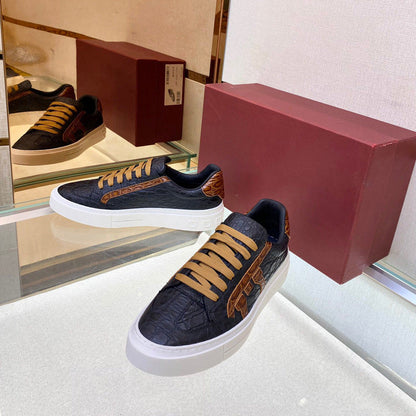 Damen Sneaker Elegante Krokodil Design Schwarz Modisch