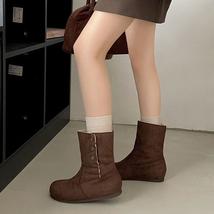Damen Winterboots Warm Kuschelig Elegante Knöpfe