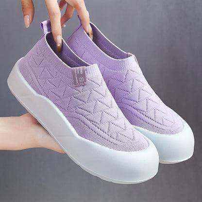 Damen Sneaker Bequem Slip-On mit Flexibles Strickdesign