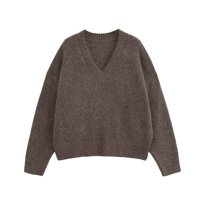 Damen Strickpullover V-Ausschnitt Glamour Style