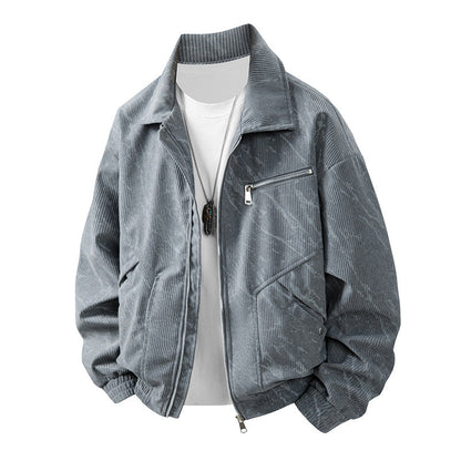 Herren Cordjacke Modern mit Reißverschluss Grün Braun