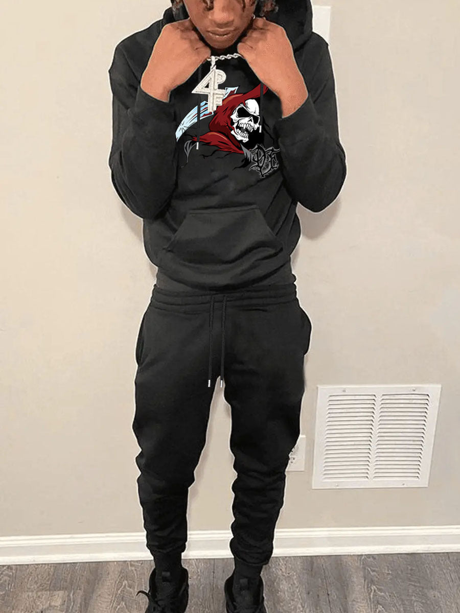 Herren Sportset Hoodie Jogginghose Set Grau Komfort