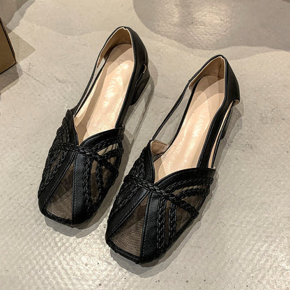 Damen Slipper Elegante Transparent Geflochtene Optik