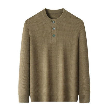 Herren Strickpullover Warm Knopfleiste Winter