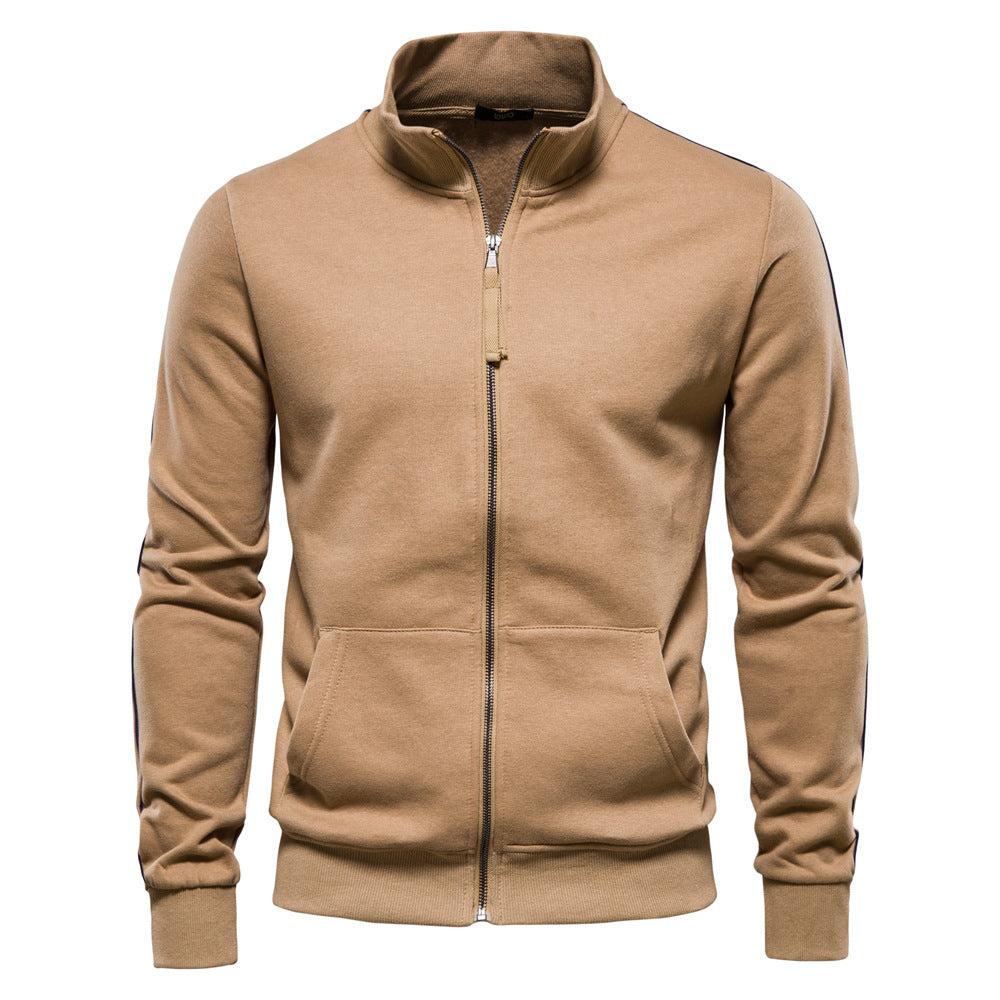Herren Sweatjacke Hochkragen Reißverschluss Kapuze Warm