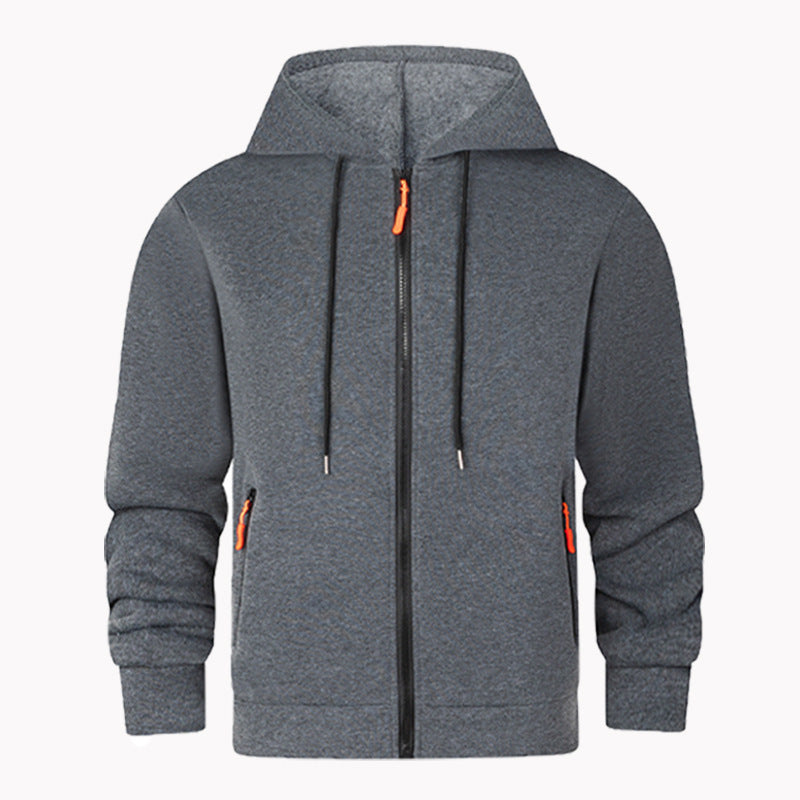 Herren Fleece Hoodie Sportlich Reißverschluss Taschen