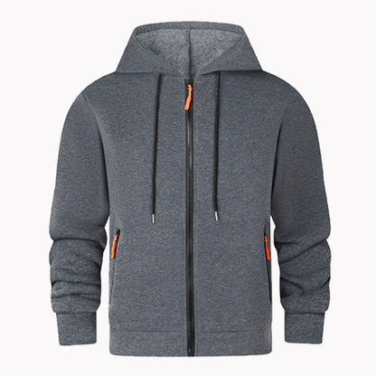 Herren Fleece Hoodie Sportlich Reißverschluss Taschen