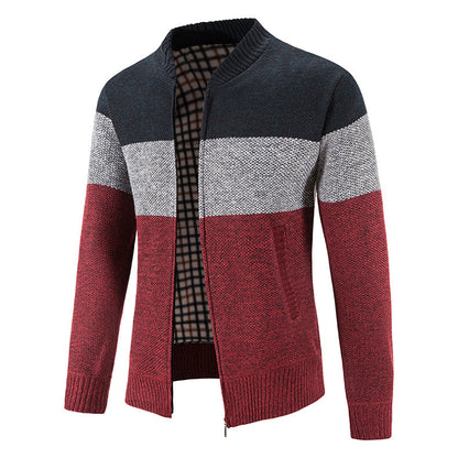 Herren Strickjacke Modern Karo Innenausstattung Zipper