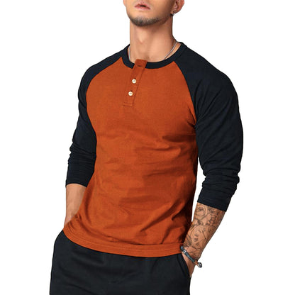 Herren Langarmshirt Mit Kontrastärmel Modern Sportlich