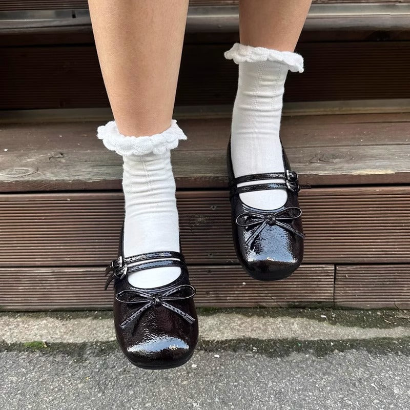 Damen Ballerinas Elegant Schleifen Design Verstellbar - BerlinGlamour