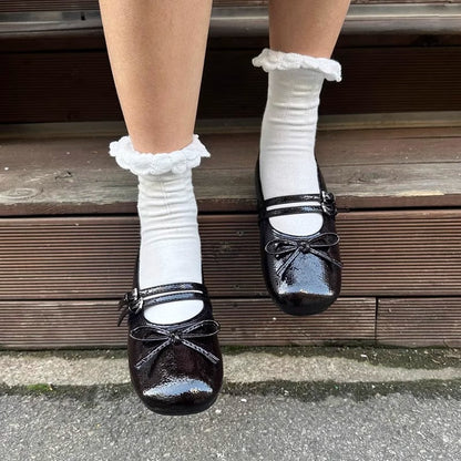 Damen Ballerinas Elegant Schleifen Design Verstellbar - BerlinGlamour
