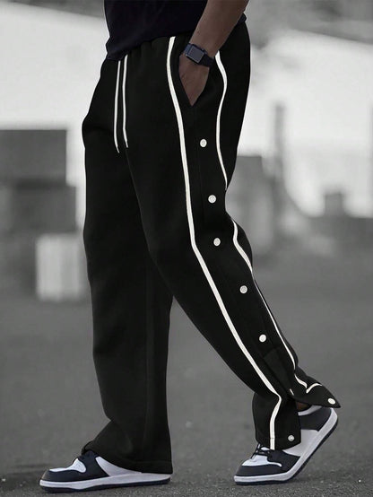Herren Freizeithose Sportlich Mit Druckknöpfen Modern