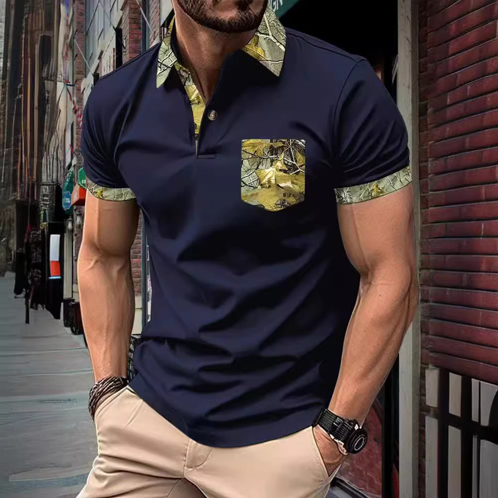 Herren Poloshirt Camouflage Kragen Modern Trendy