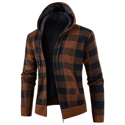 Herren Kapuzenjacke Kariert Warm Bequem - BerlinGlamour