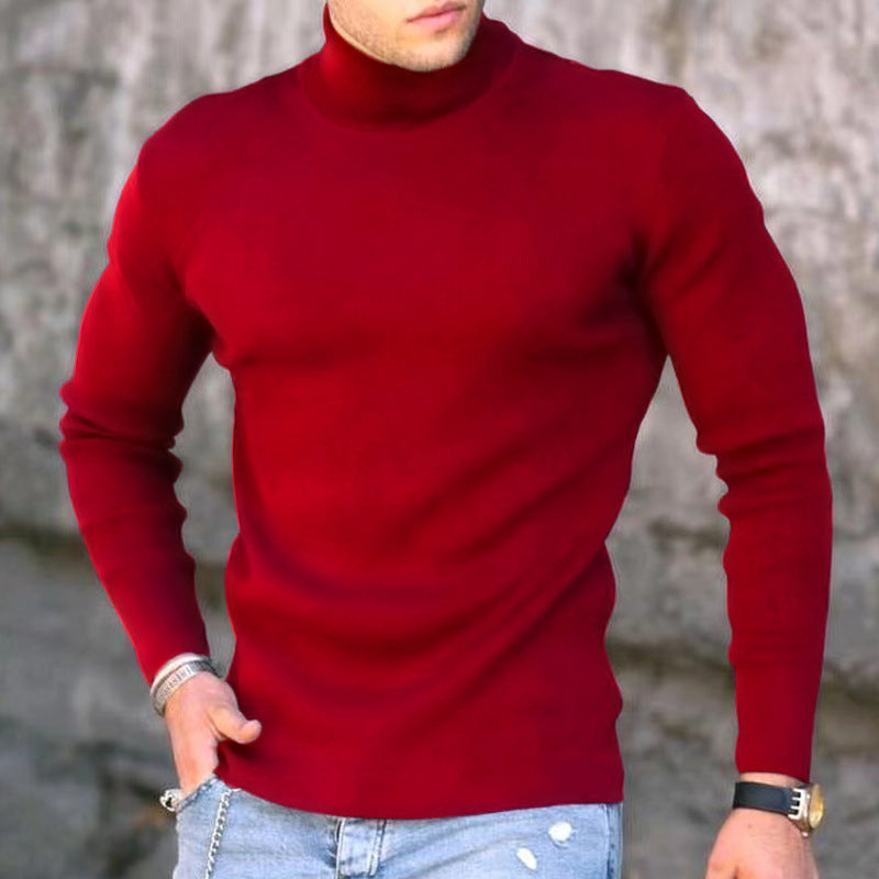 Herren Rollkragenpullover Fein Strick Modern Schwarz - BerlinGlamour