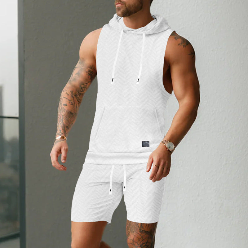Herren Sportliche Hoodie Kurzarm Set Streetwear