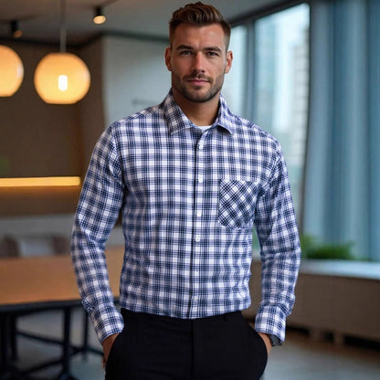 Herren Karohemd aus Baumwolle Lässig Modern - BerlinGlamour