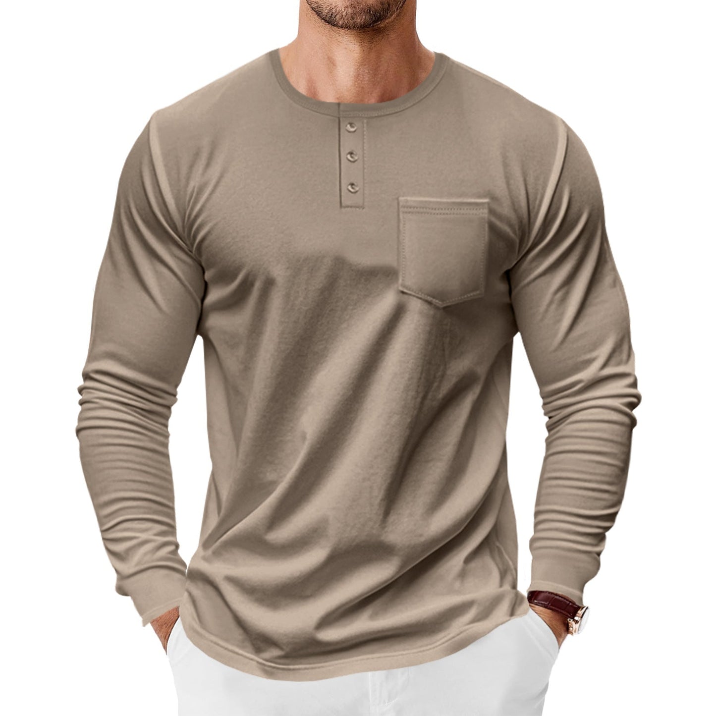Herren Langarmshirt mit Brusttasche Modern Berlin