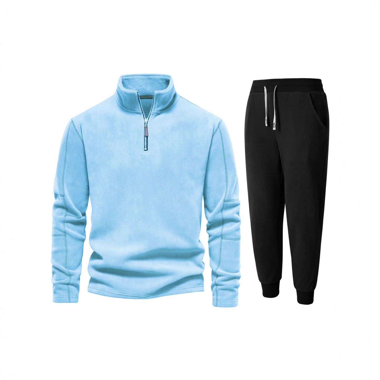 Herren Fleecejacke Kurz mit Jogginghose Bequem Schwarz - BerlinGlamour
