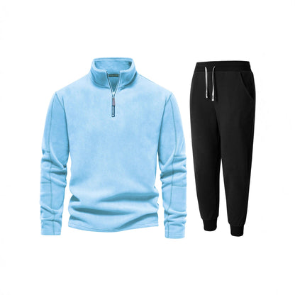 Herren Fleecejacke Kurz mit Jogginghose Bequem Schwarz - BerlinGlamour