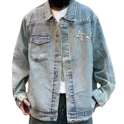 Herren Denimjacke Lässig Mit Kreativen Details Modern