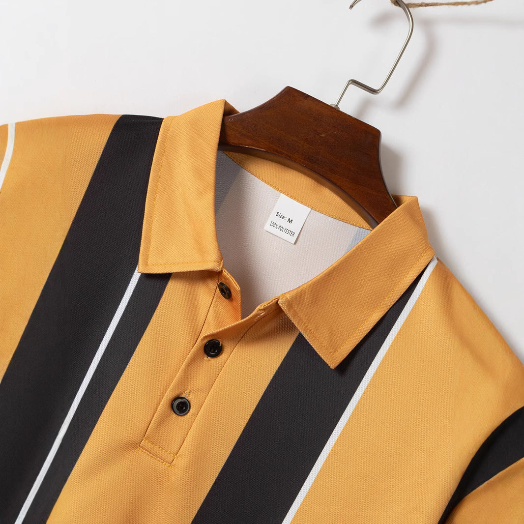 Herren Polo-Shirt Streifenmuster Modern Slim Fit
