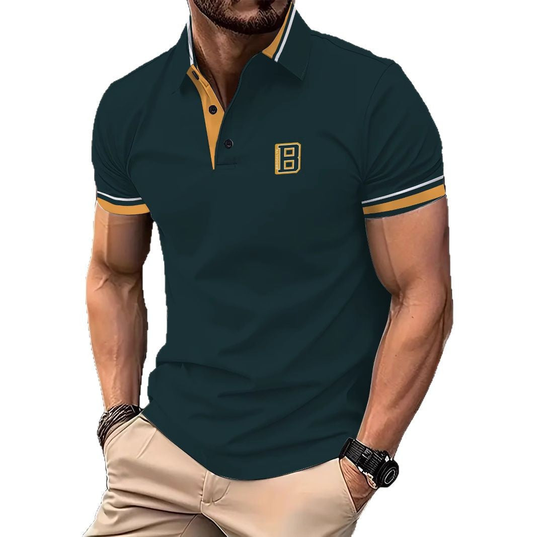 Herren Poloshirt Kurzarm Modern mit Kontraststreifen