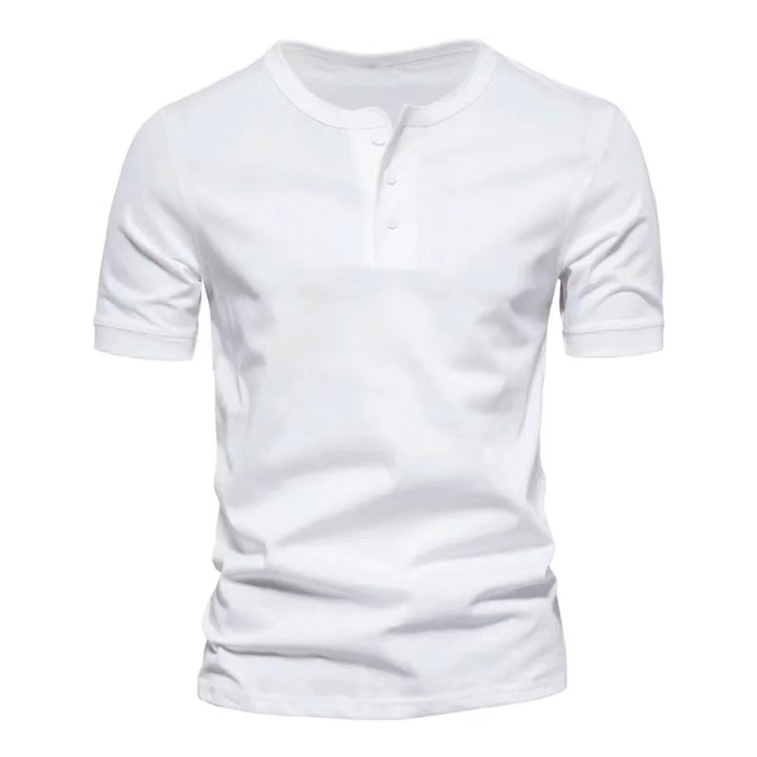 Herren Kurzarm-Shirt mit Knöpfen Bequem Modern