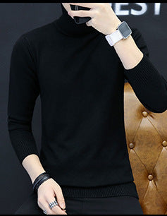 Herren Rollkragenpullover Fein Strick Elegent Schwarz