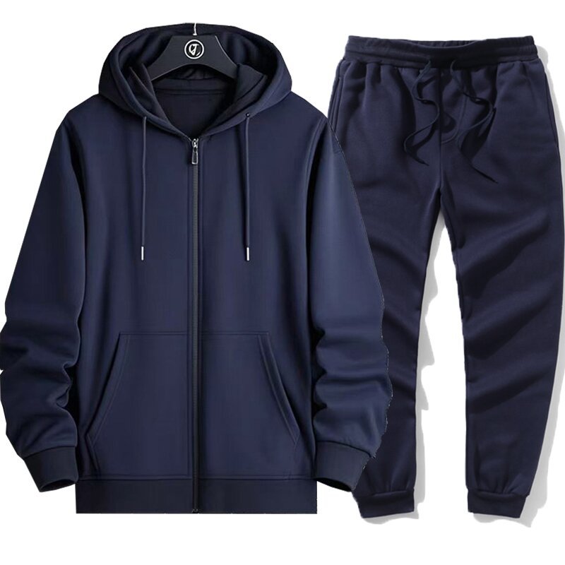 Herren Sportanzug Hoodie Joggingset Grau Modern