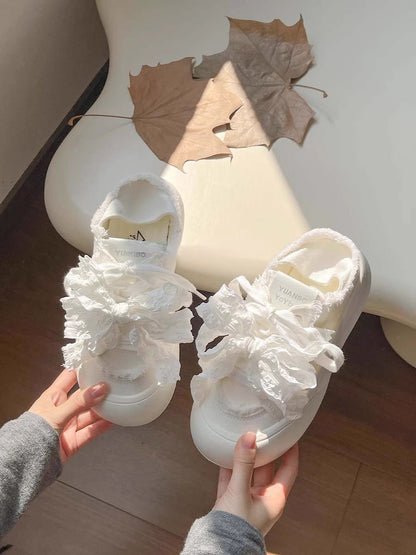 Damen Sneaker Atmungsaktiv 3D Rüschen Design Sportlich