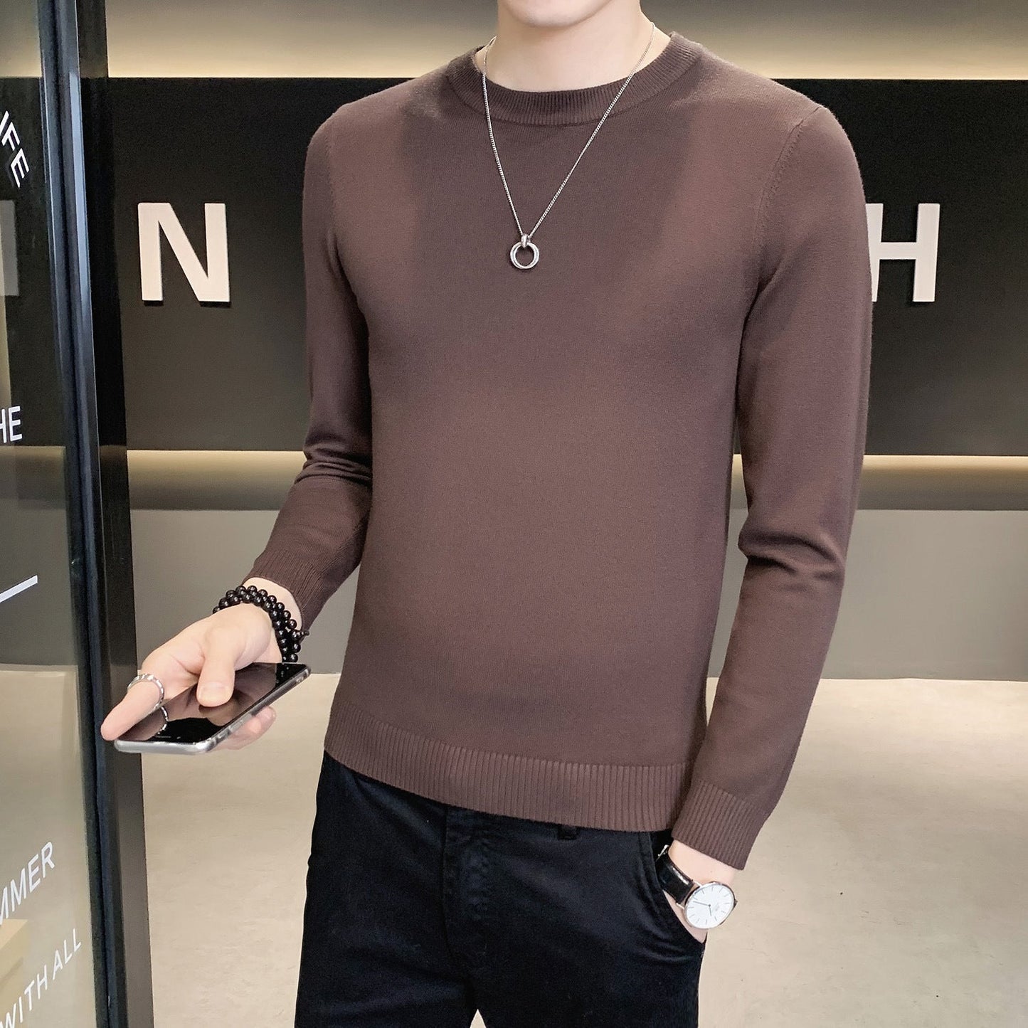 Herren Strickpullover Hochwertig Modern Schwarz