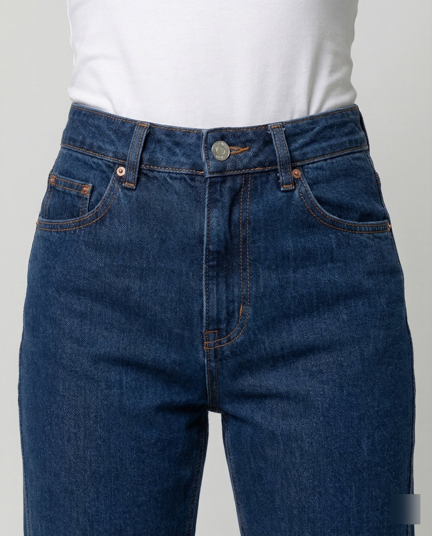 Hohe Damenjeans Blau Gerade Vintage Style