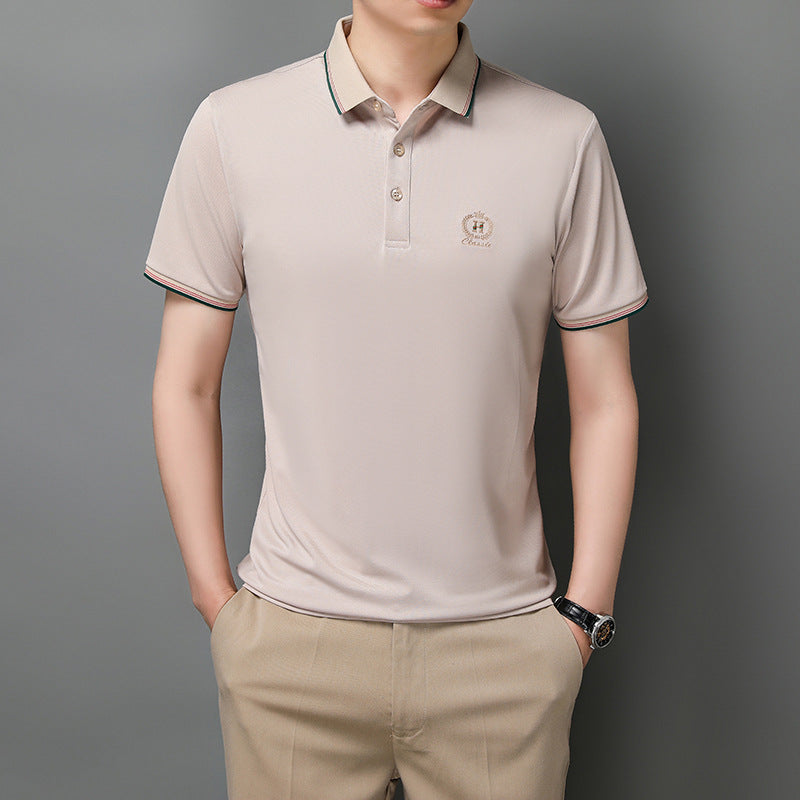 Herren Poloshirt Atmungsaktiv Kontrastkragen Elegant