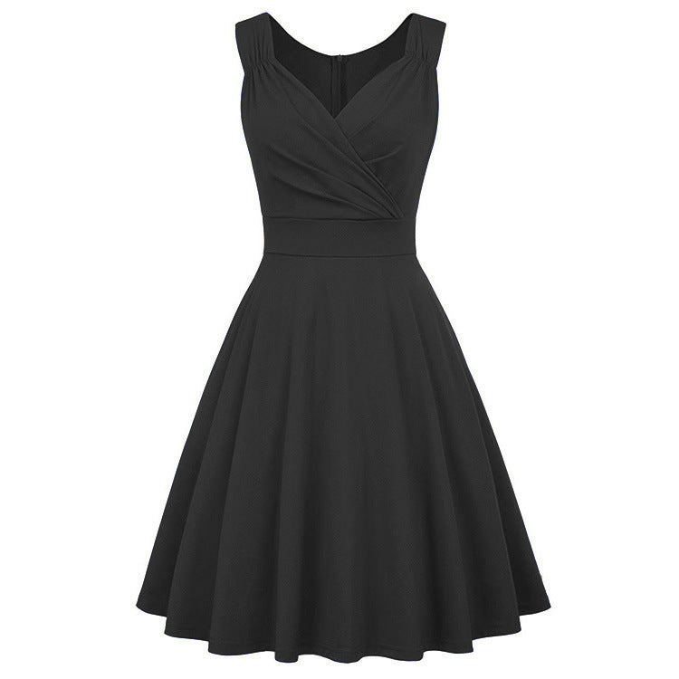 Elegantes Damen A-Linien Kleid Tailliert Mit Wickeldetail