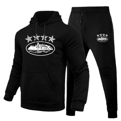 Herren Sportset Hoodie Jogginghose Graffiti Design
