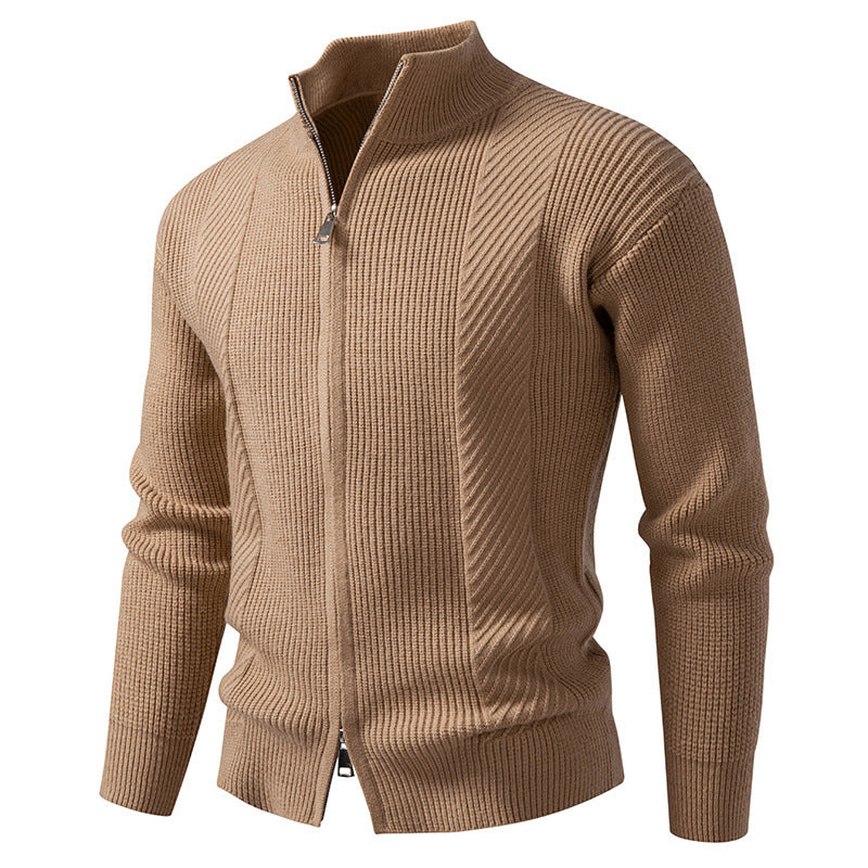 Herren Strickjacke Modern mit Stehkragen und Reißverschluss