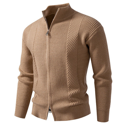 Herren Strickjacke Modern mit Stehkragen und Reißverschluss