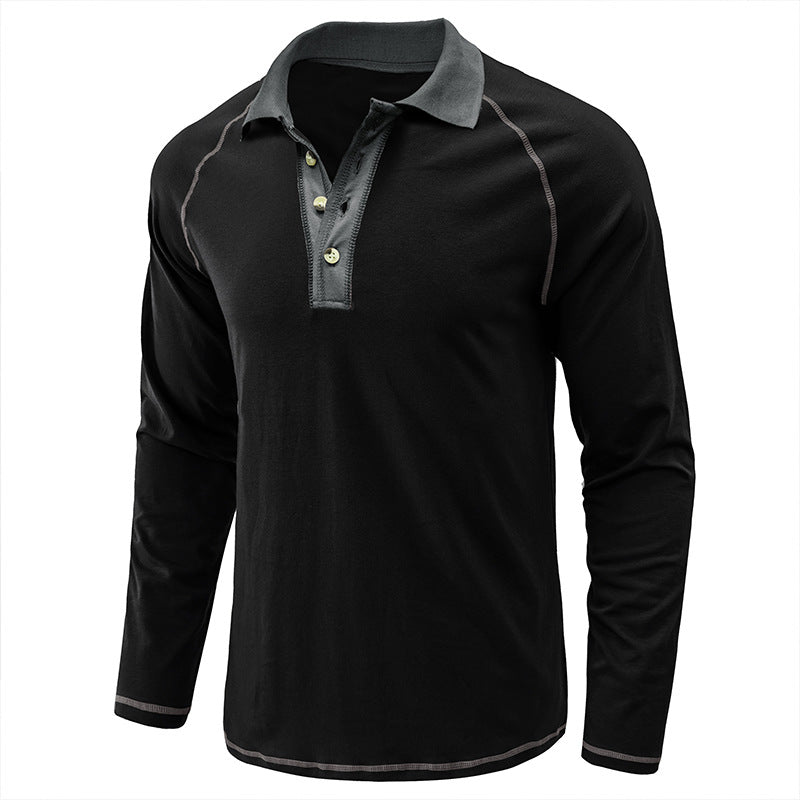 Herren Langarmshirt Modern mit Knopfleiste und Schmalkragen