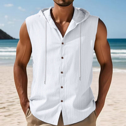 Herren Kapuzenshirt Ärmellos Modern Knopfverschluss