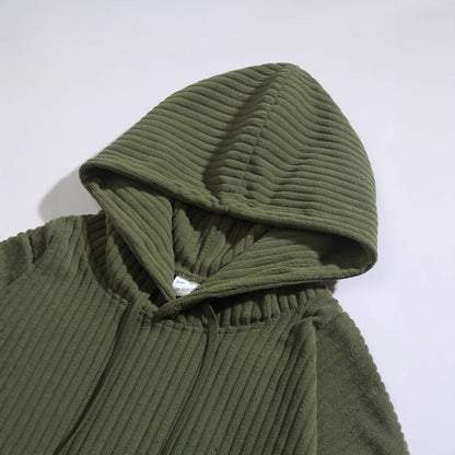 Herren Hoodie Freizeit Kapuze Rippstruktur Kängurutasche