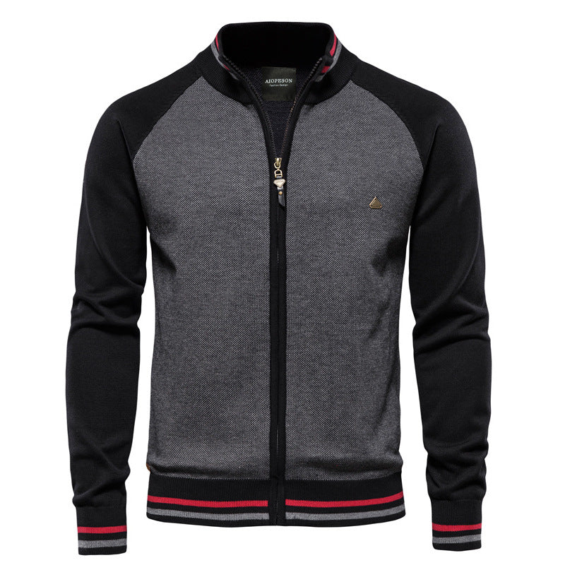 Strickjacke Herren Reißverschluss Stehkragen Modern