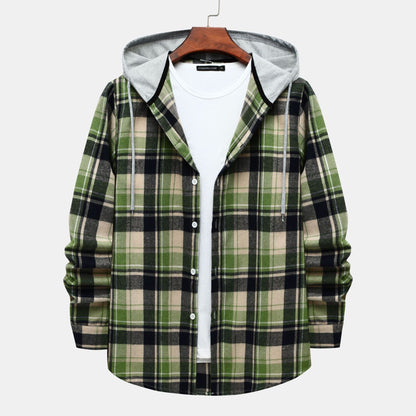 Herren Kapuzenjacke Karomuster Bequem Modern