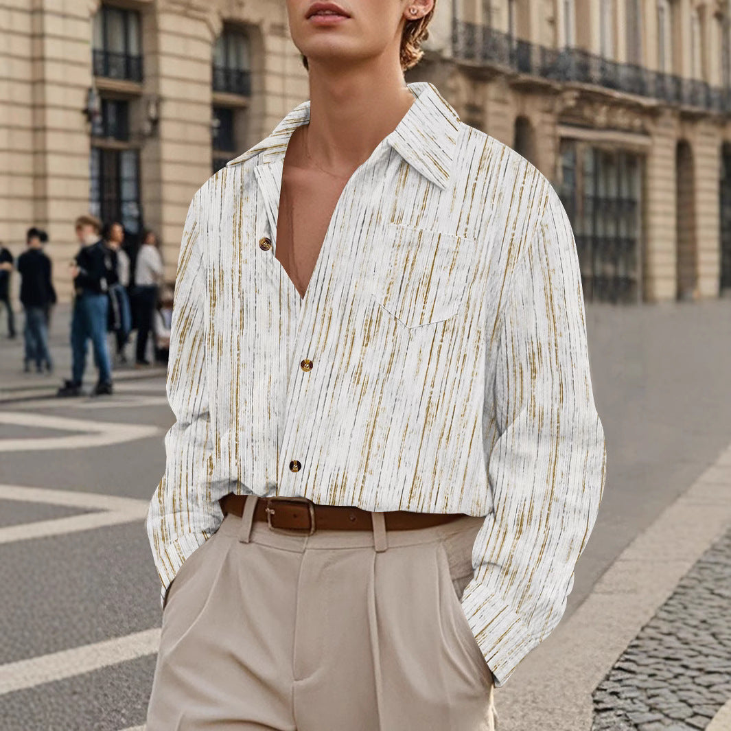 Herren Hemd Elegantes Langarm Hemd mit Struktur-details Modern