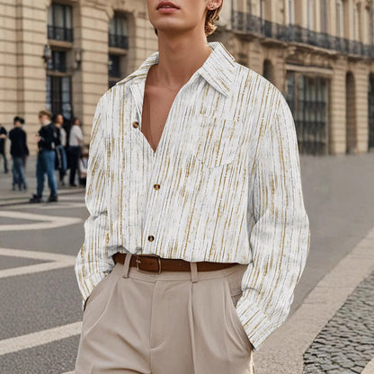 Herren Hemd Elegantes Langarm Hemd mit Struktur-details Modern